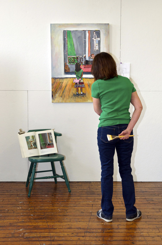 Artist posing like the model